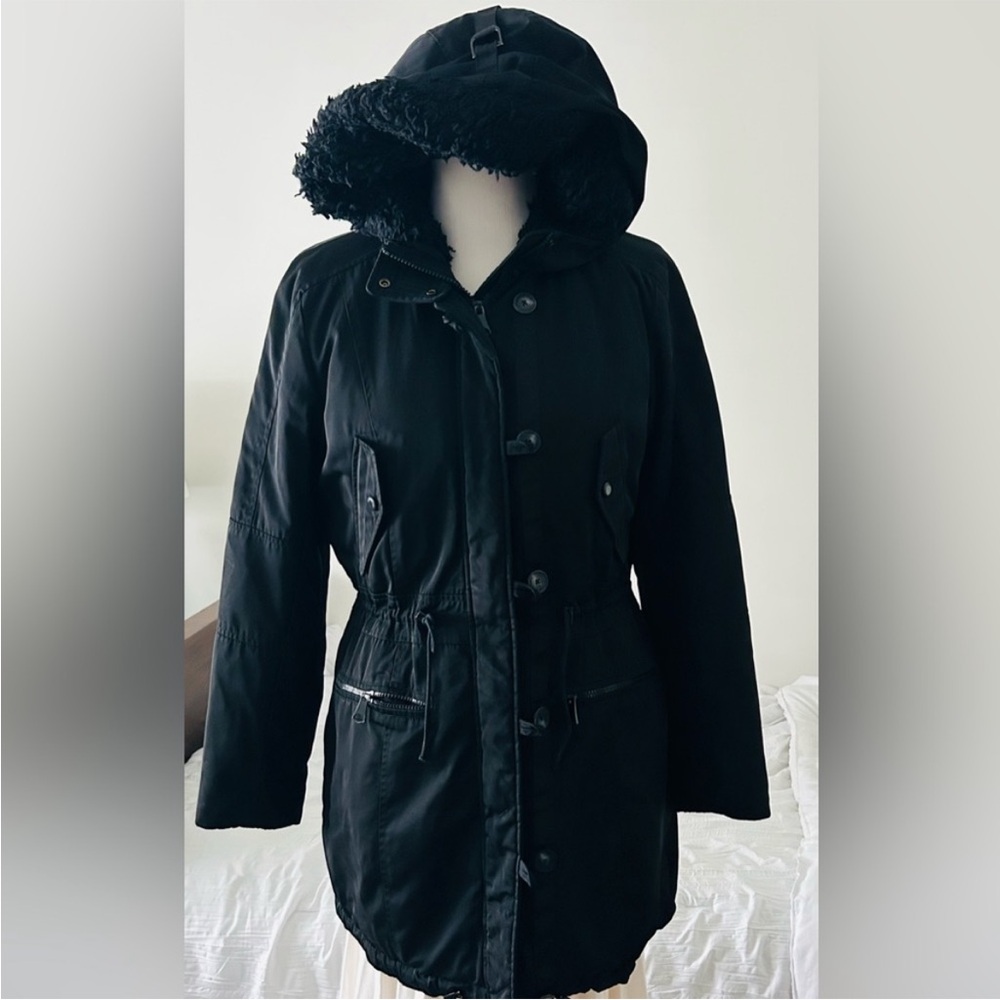 Marc New York M Black warm Hooded Teddy lined parka Jacket